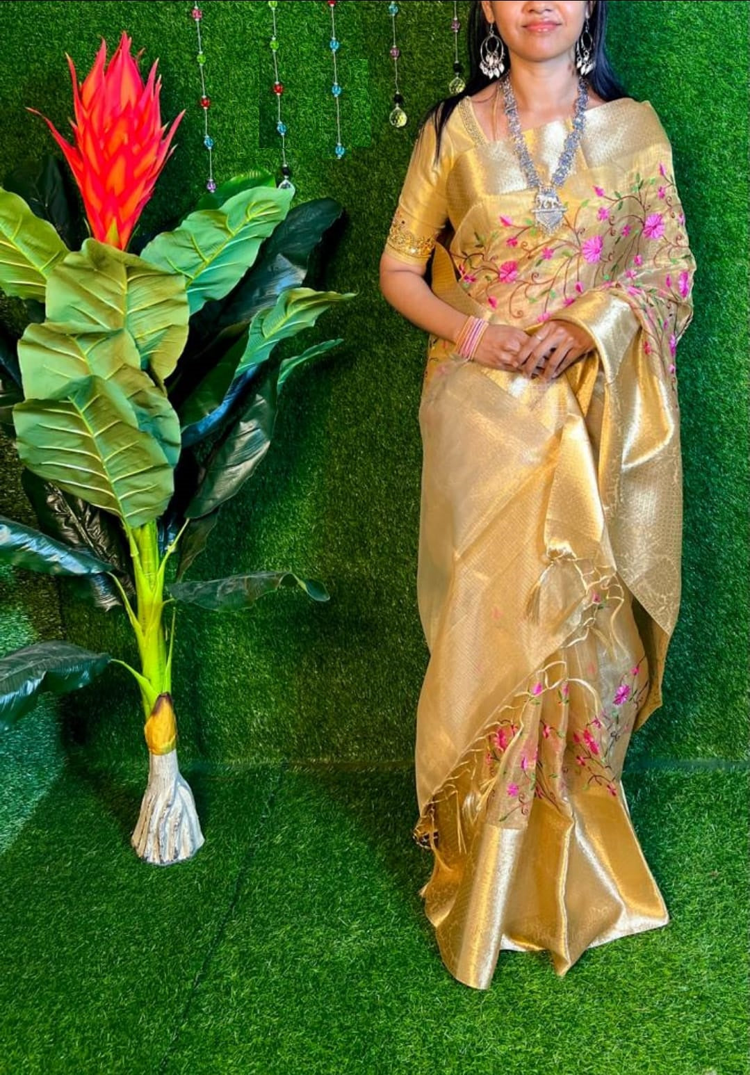 Golden tissue saree.❌