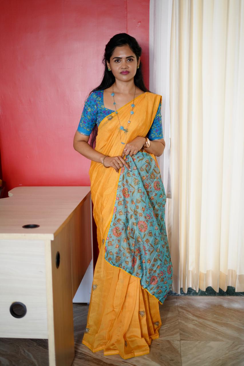 Linen cotton saree🥰😎📚⛳️