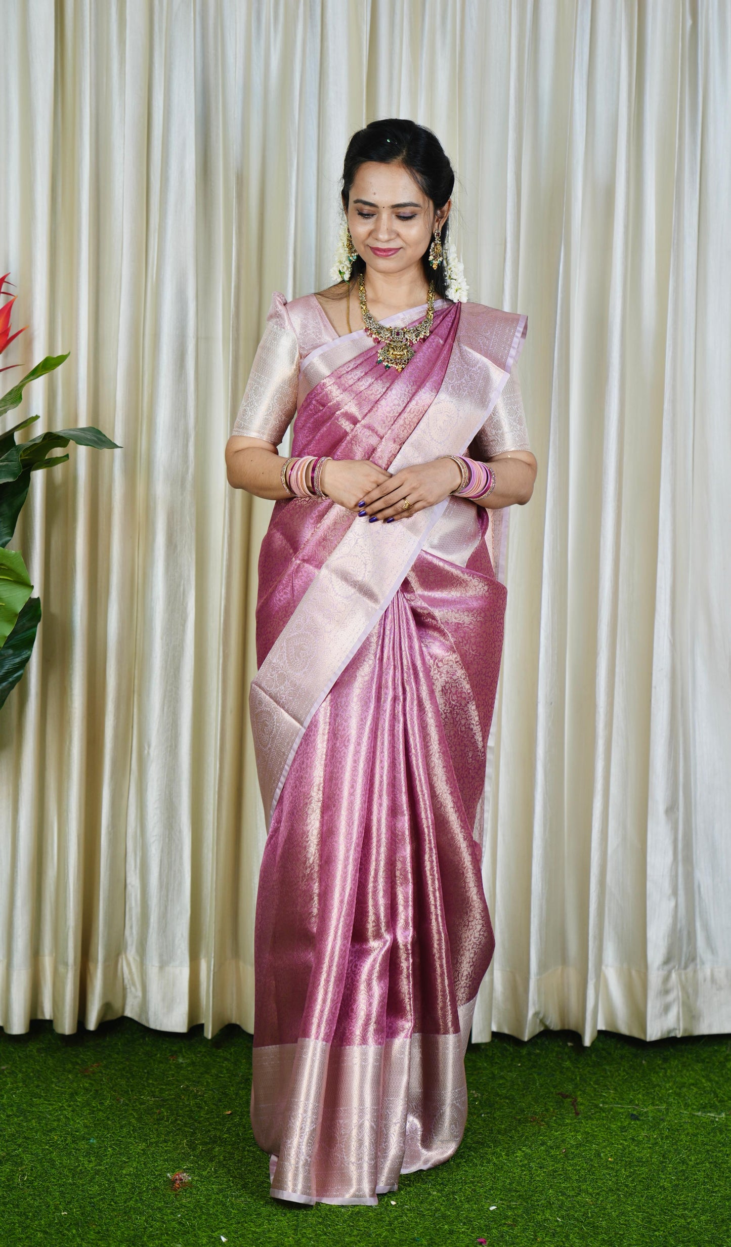 Premium Bridal Katan Tissue Saree ❌