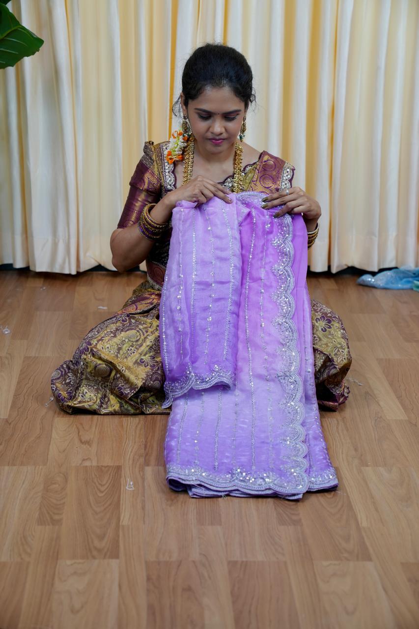 Double shade Space silk saree with sequins work๐ฅฐ๐๐