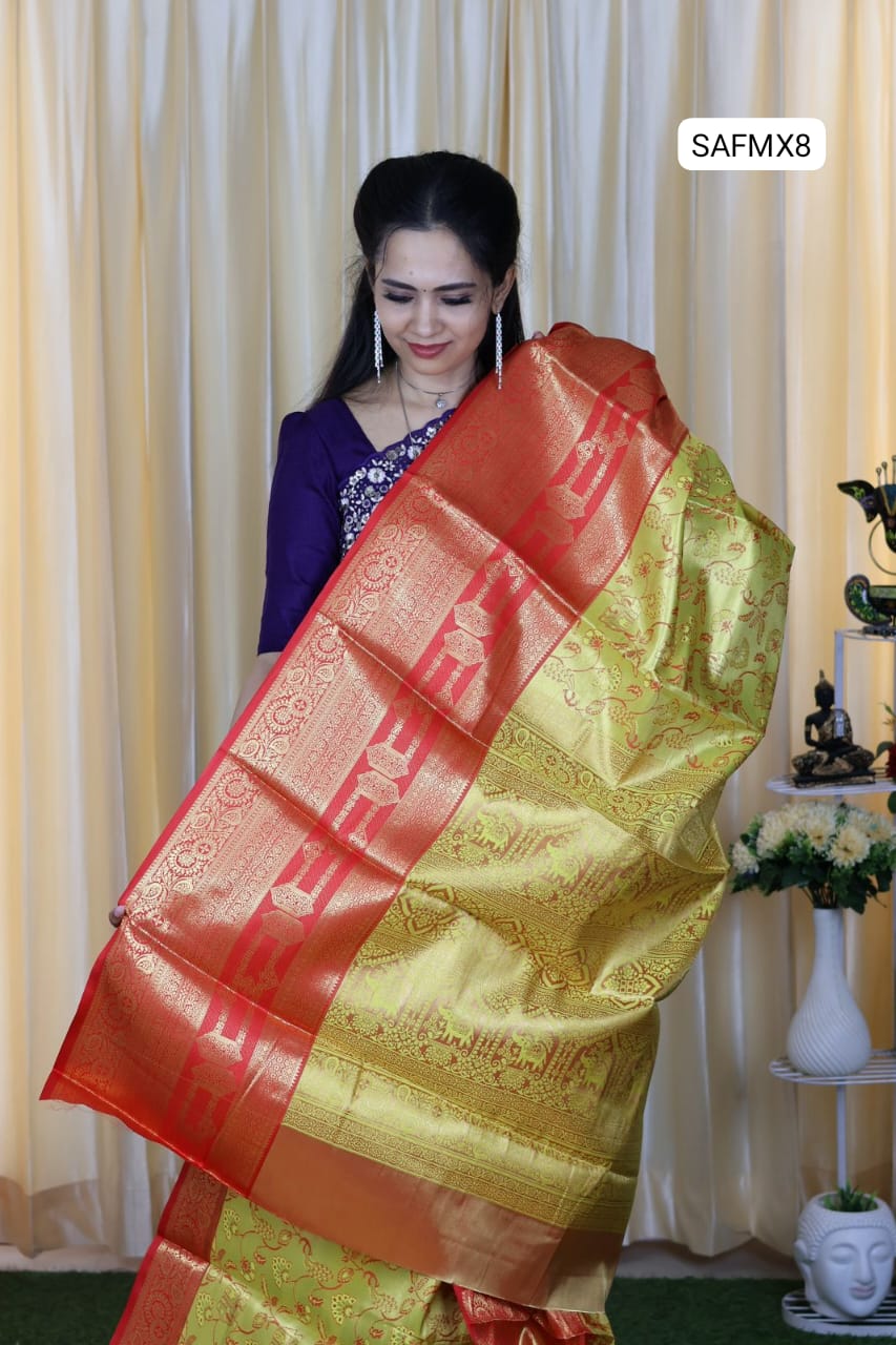 Kanchi bridal semi silk saree with runing blouse š„³