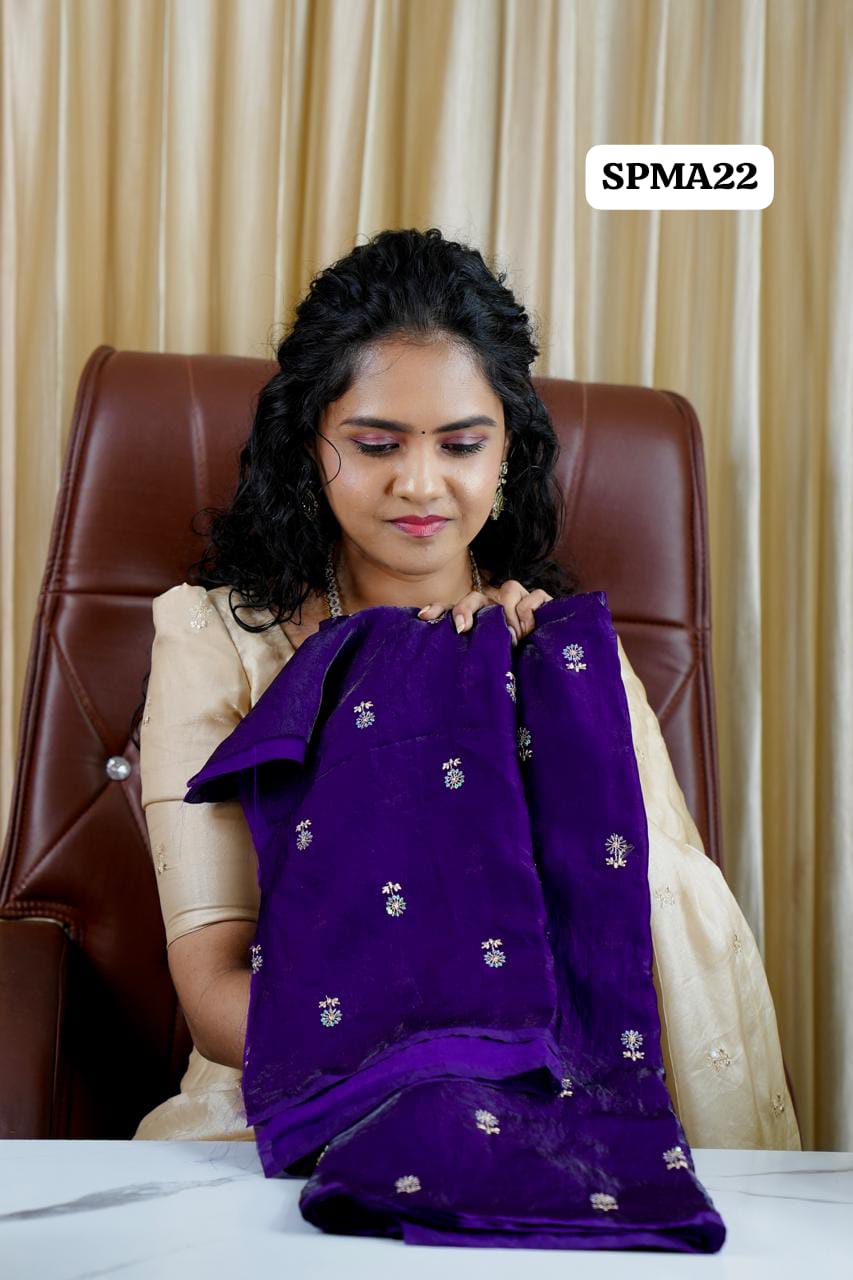 Space silk saree with same blouse 🥳