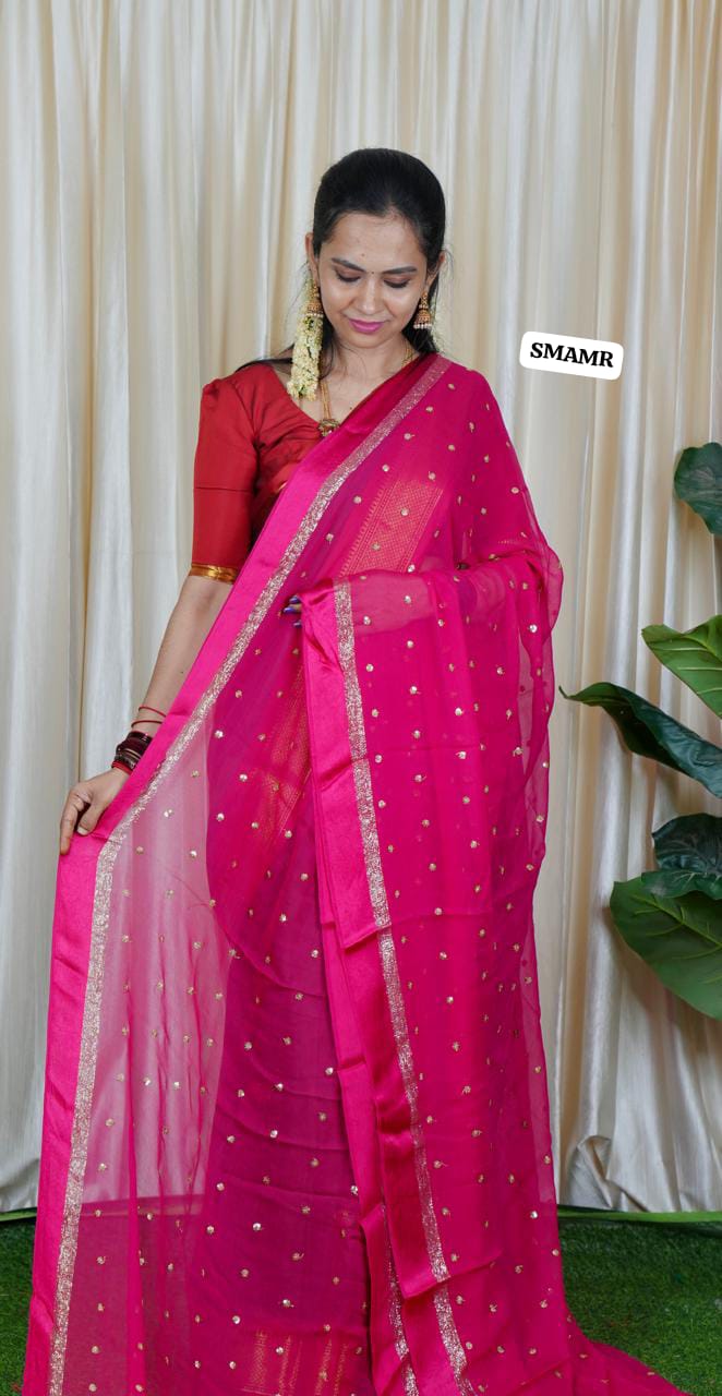 Pure Georgette with chumky works🥳