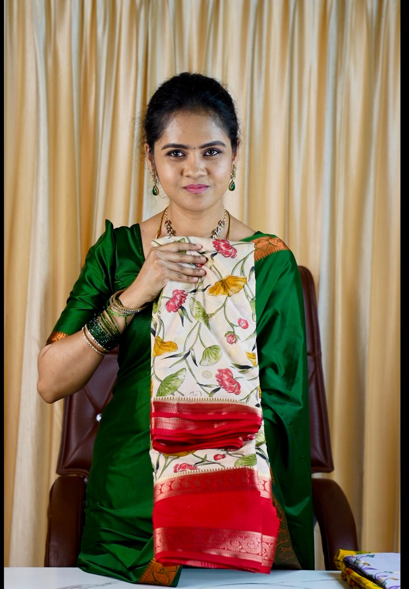 Semi Mysore crepe silk saree 🥳