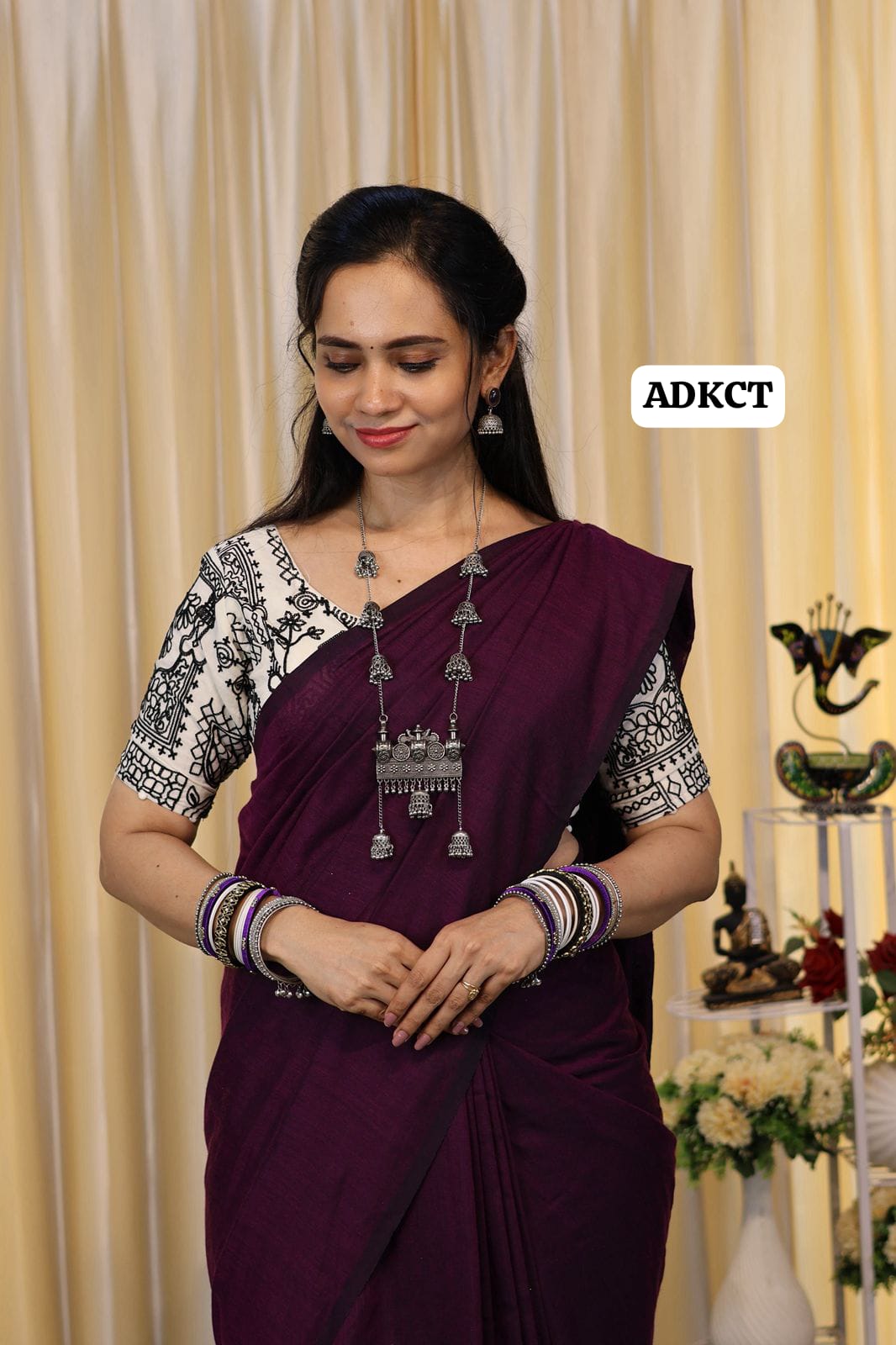 Khadhi cotton saree with embroidery stitched blouse along with pad 🥳