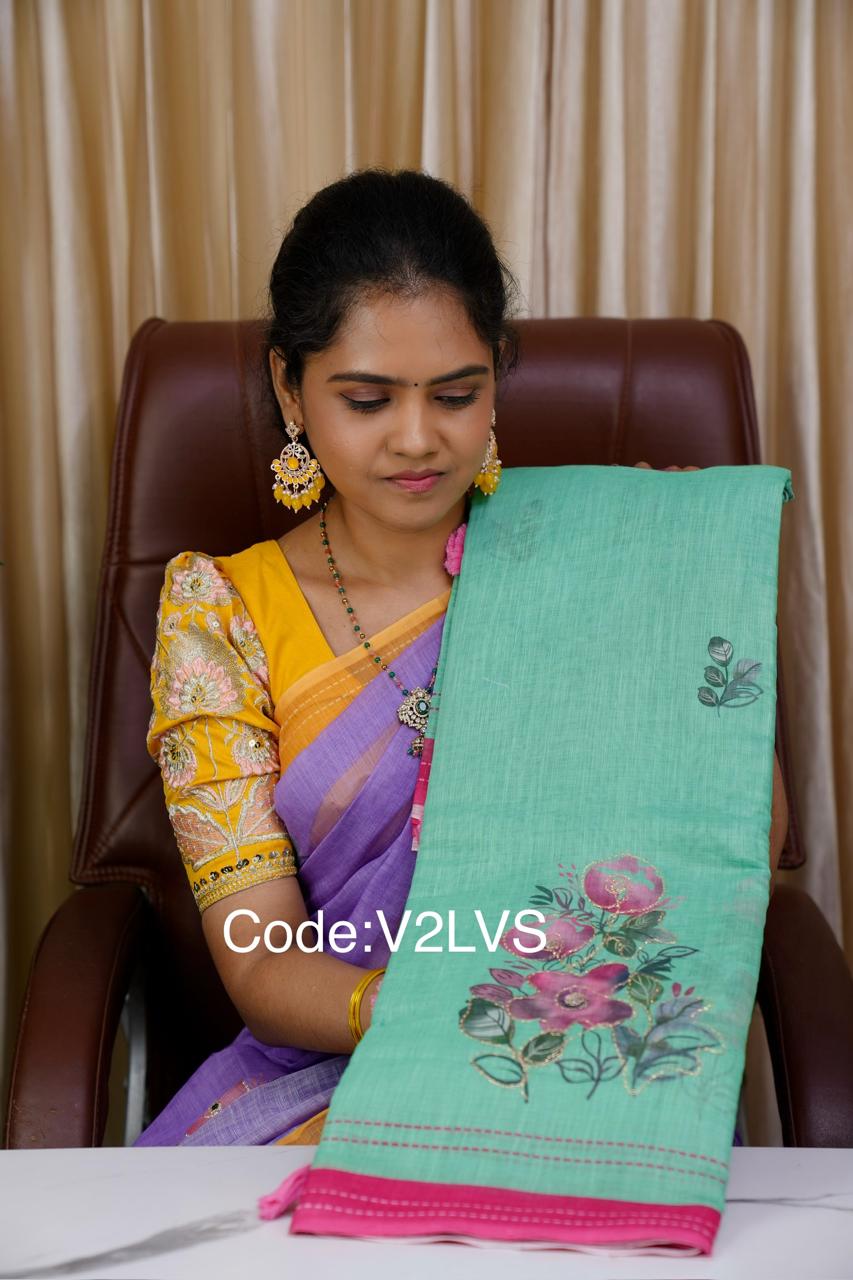 Lenin cotton saree 🥳