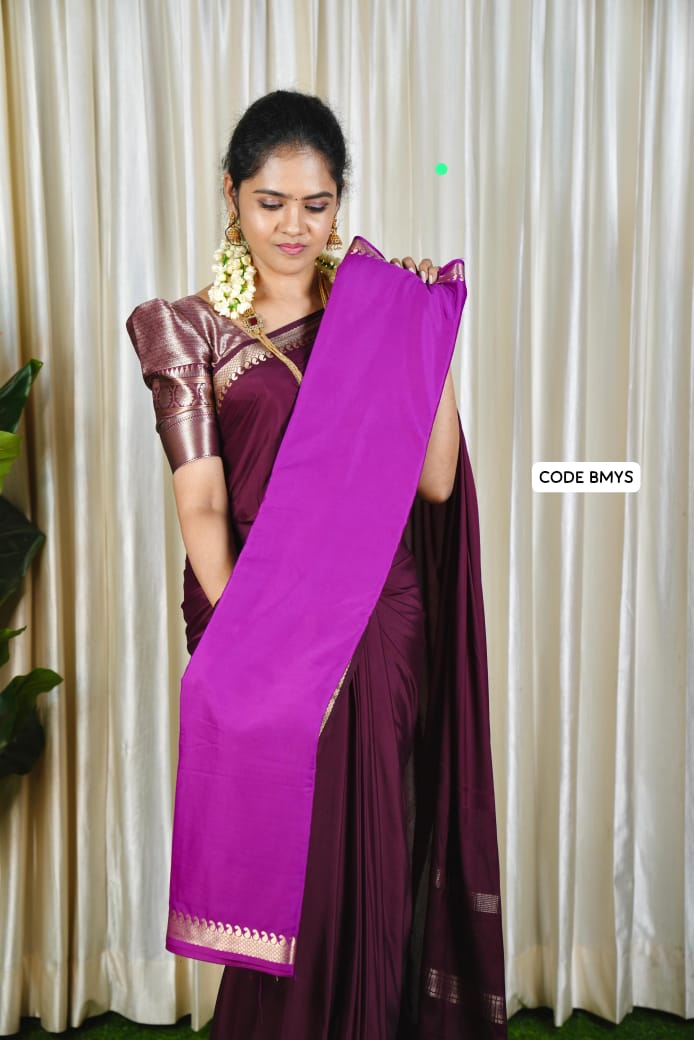 Mysore crepe silk sarees with golden zari 🥳 slide change in border