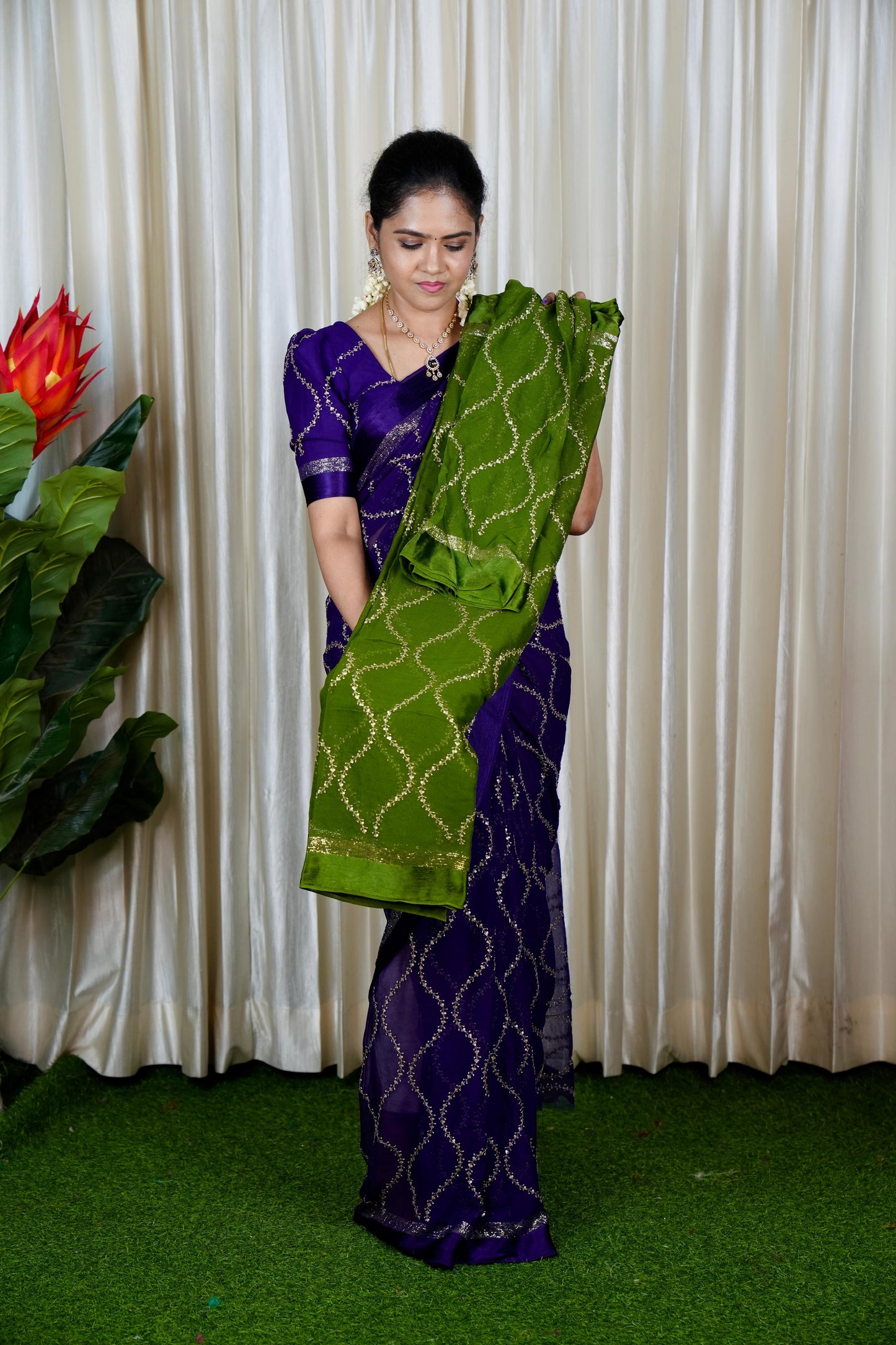 Pure georgette sarees with chumky works.🥳