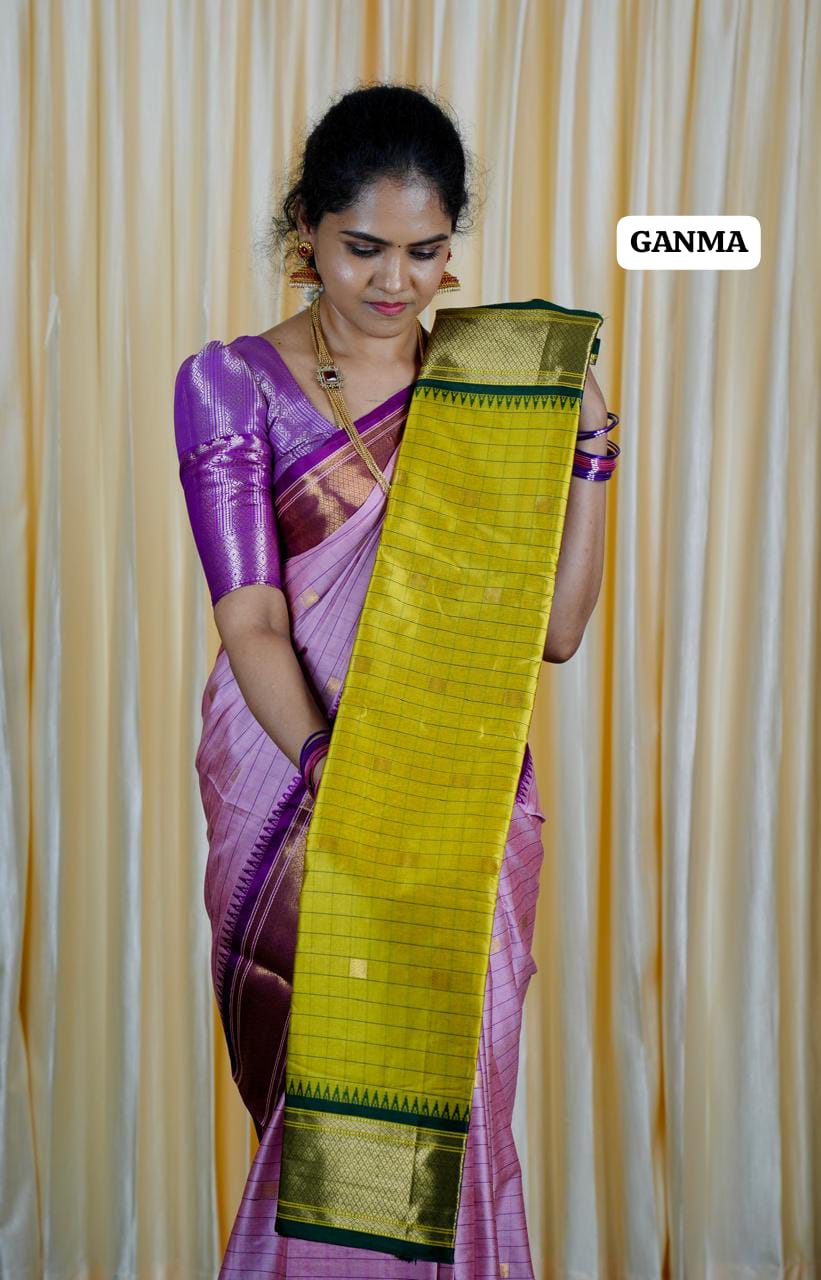 Kalyani silk saree with checks❌ saree NOT AVAILABLE