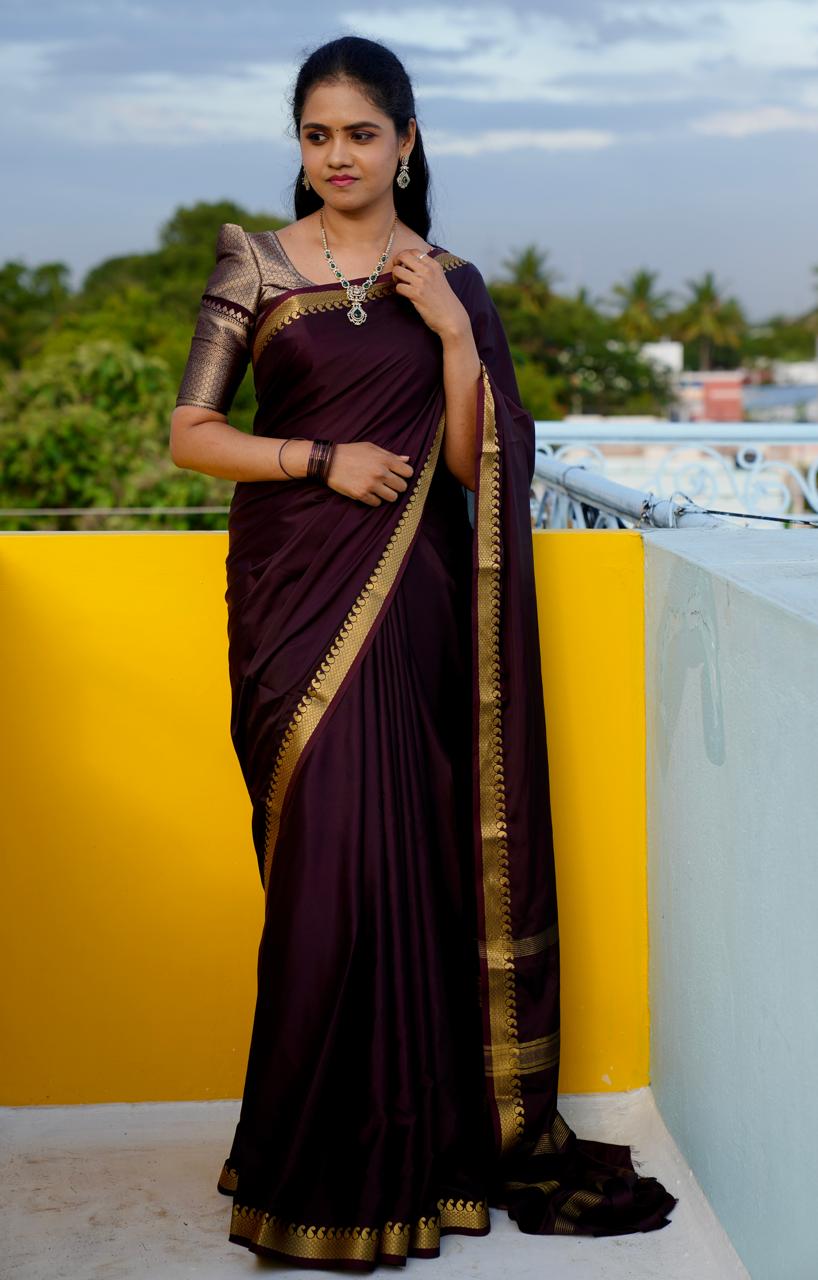 Mysore crepe silk saree coffee brown colour❌