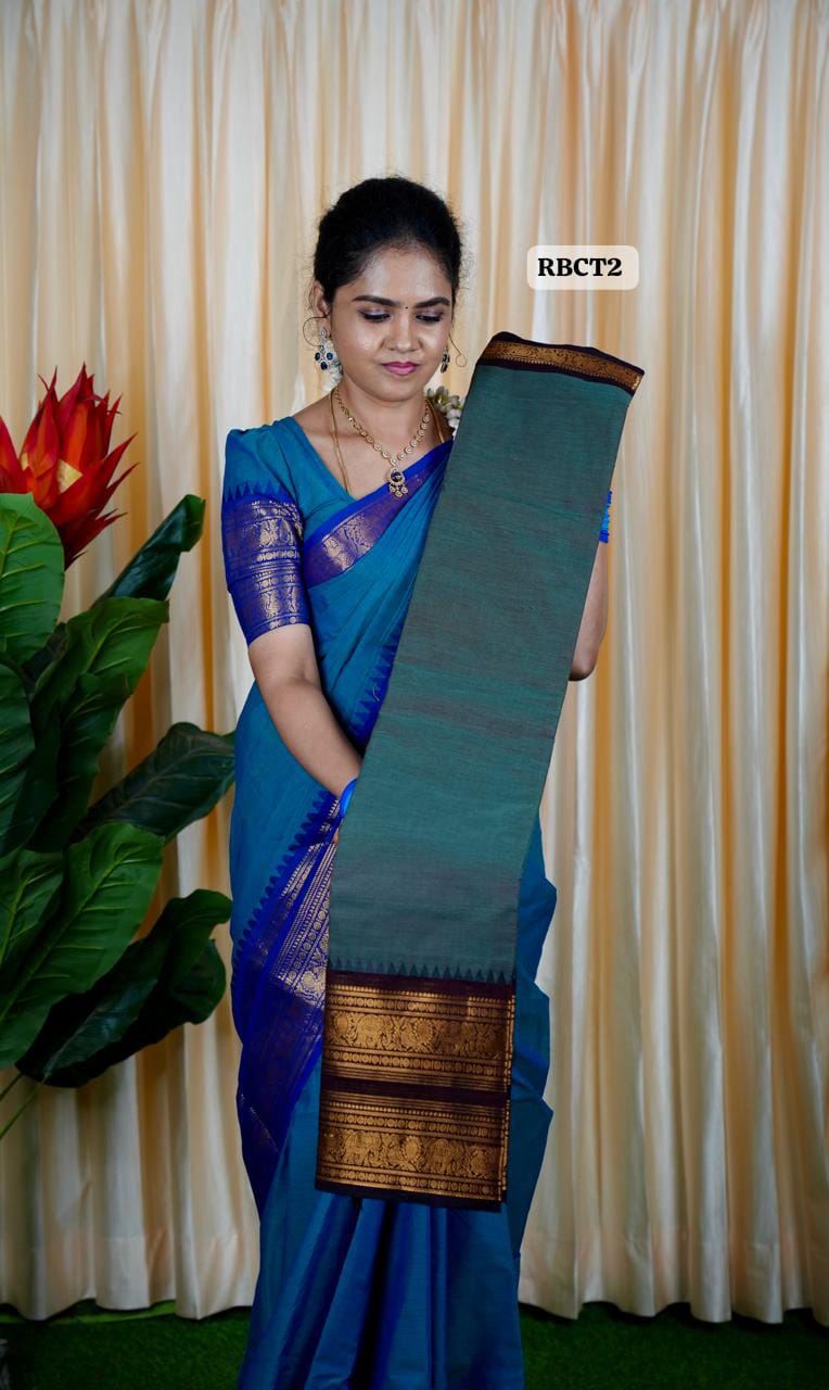 Kanchi Cotton Saree oilve green with black ⚫️ 🥰