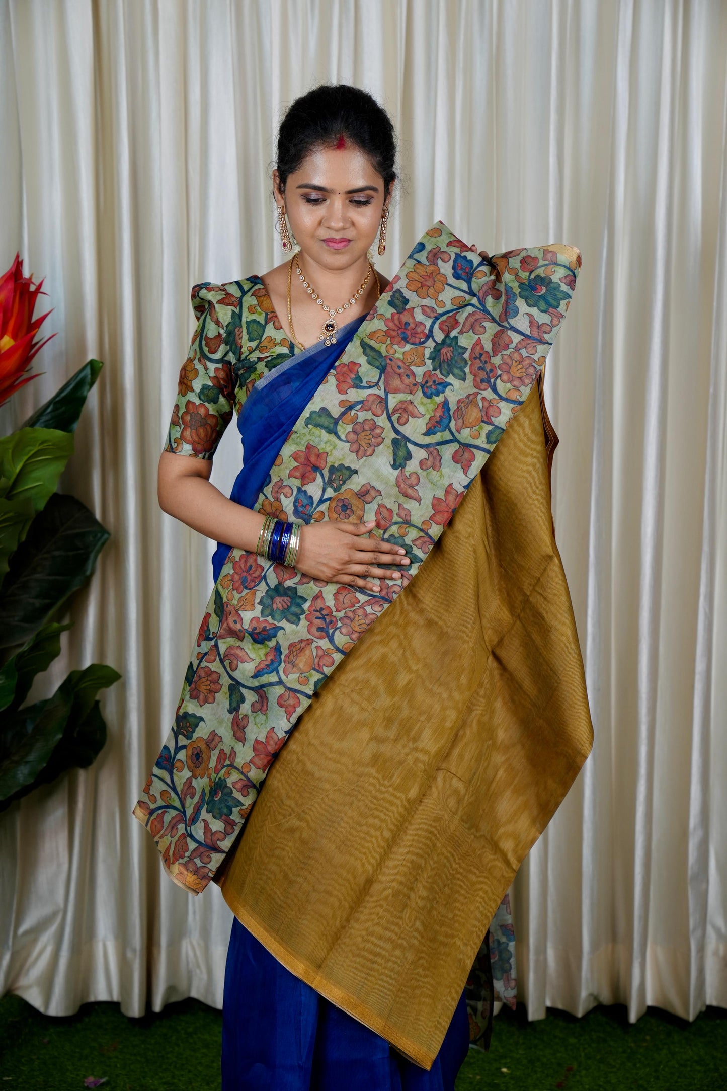 Kalamkari Chanderi Sico sareeš„³