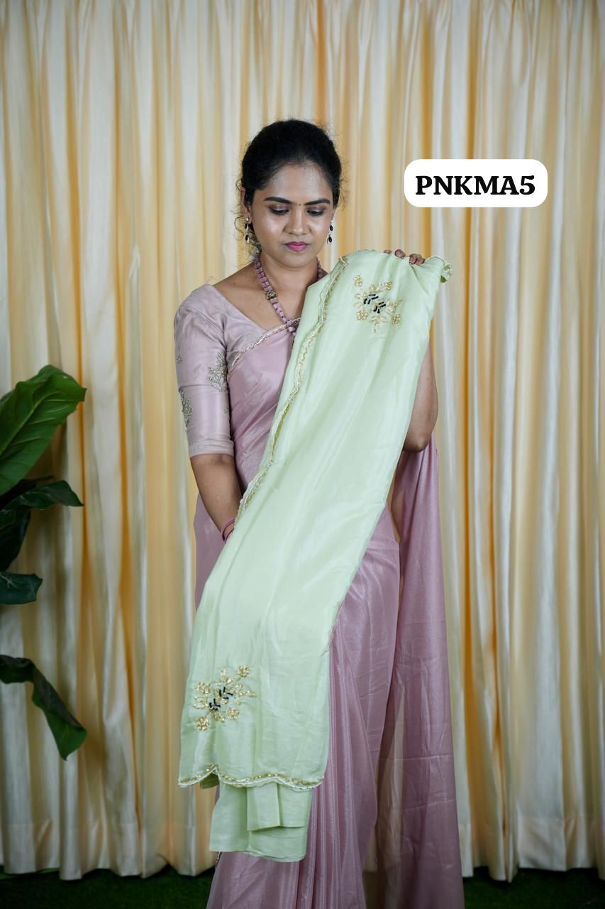 Shimmer sarees with beeds 🥳