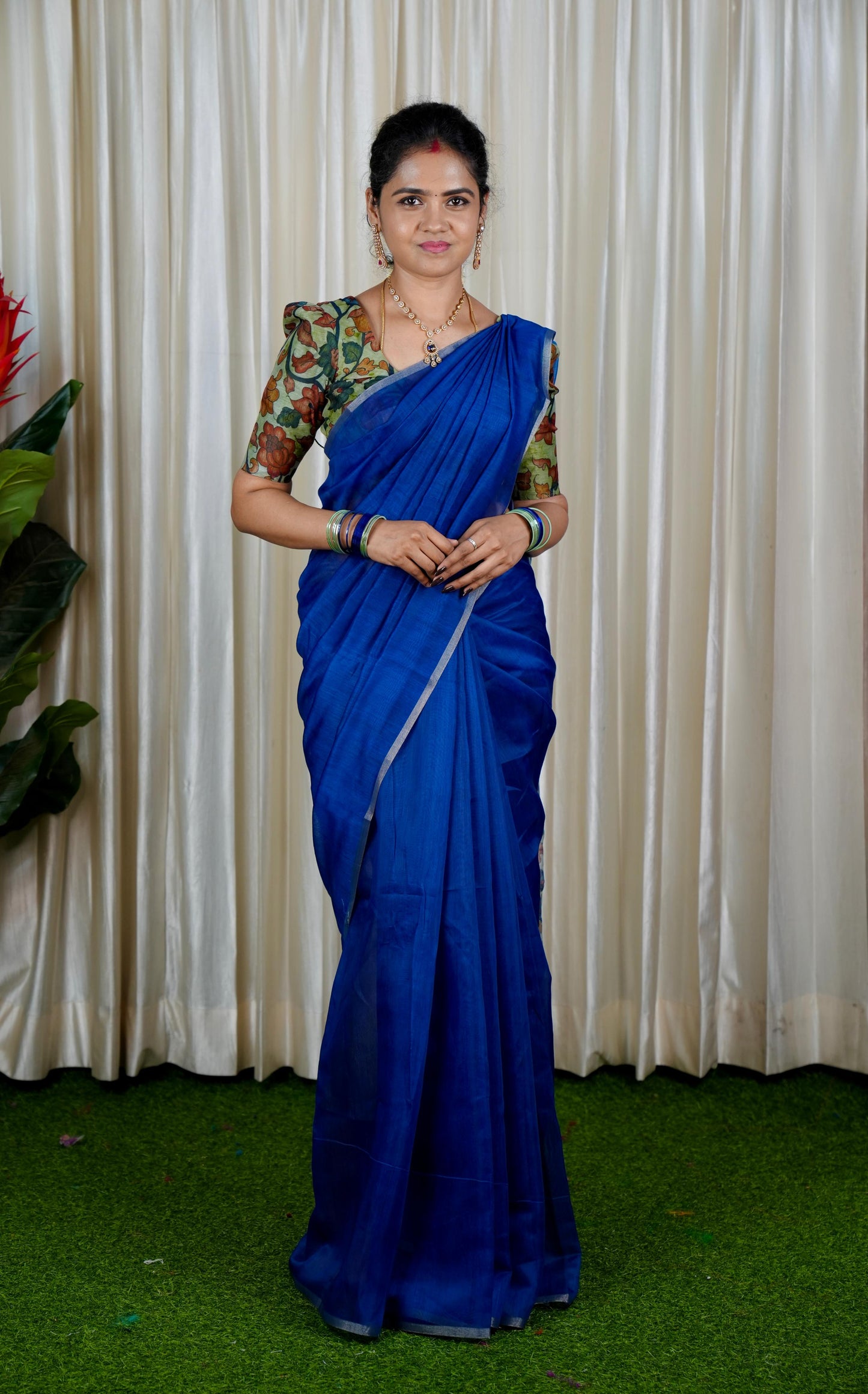 Kalamkari Chanderi Sico sareeš„³