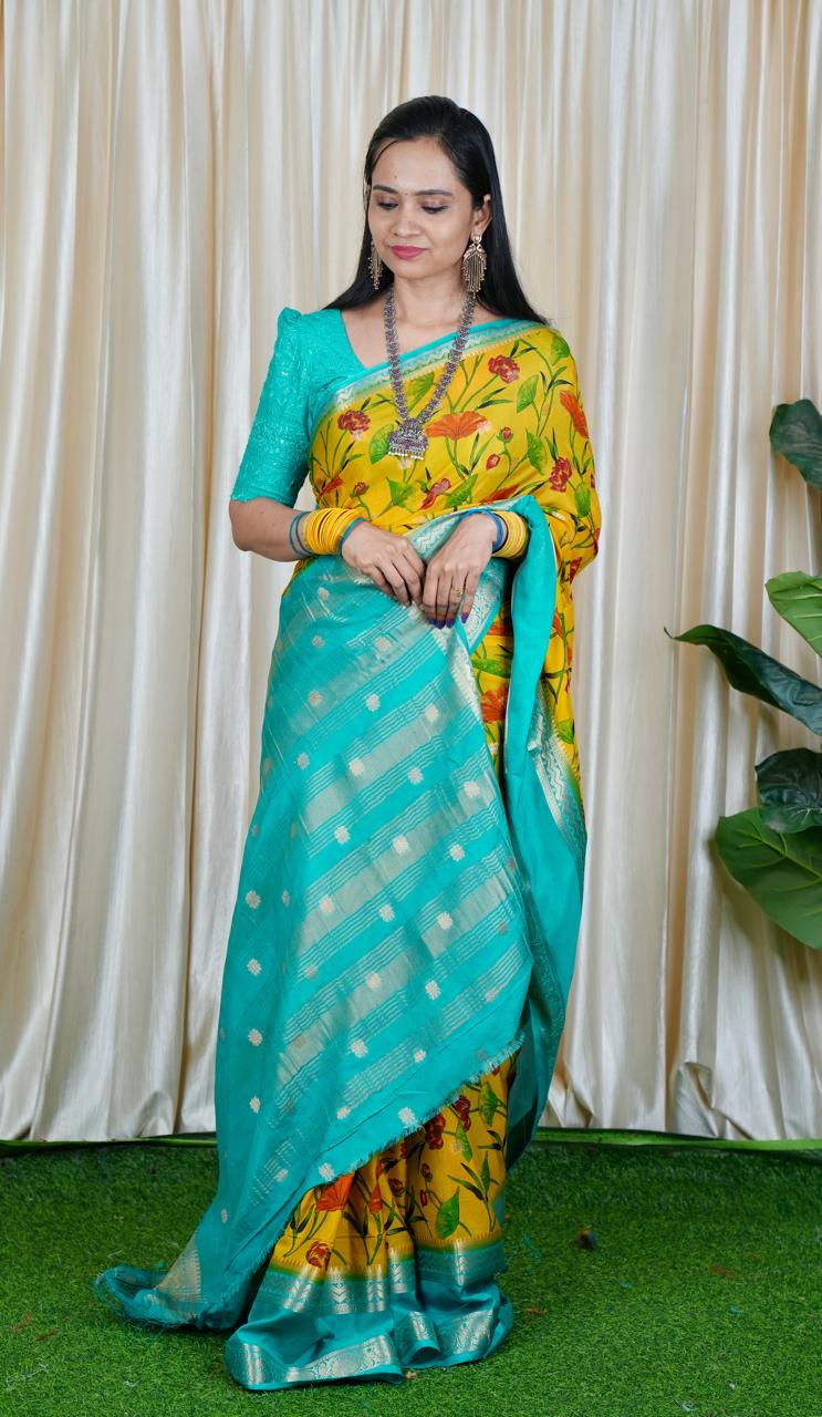 Mysore Silk with Floral Prints🥳