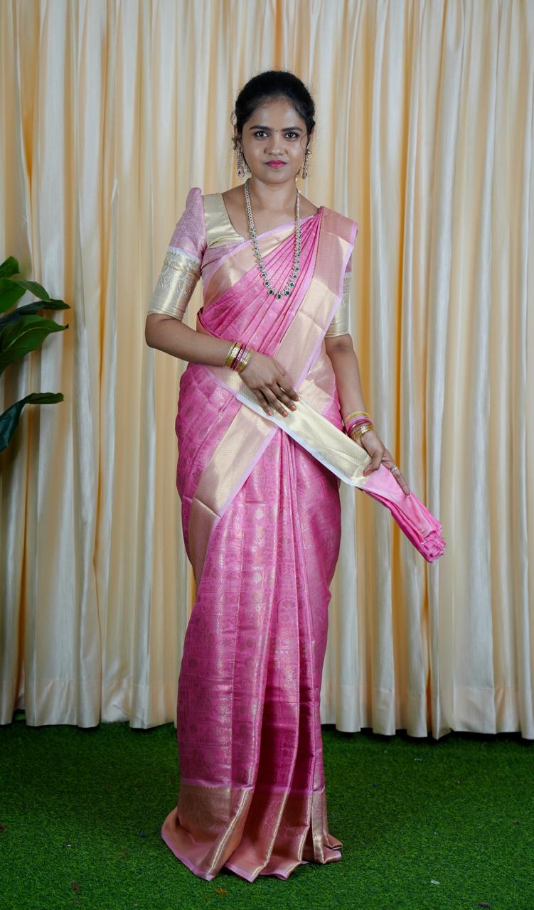 Premium soft katan sarees🥳✅Pink 2