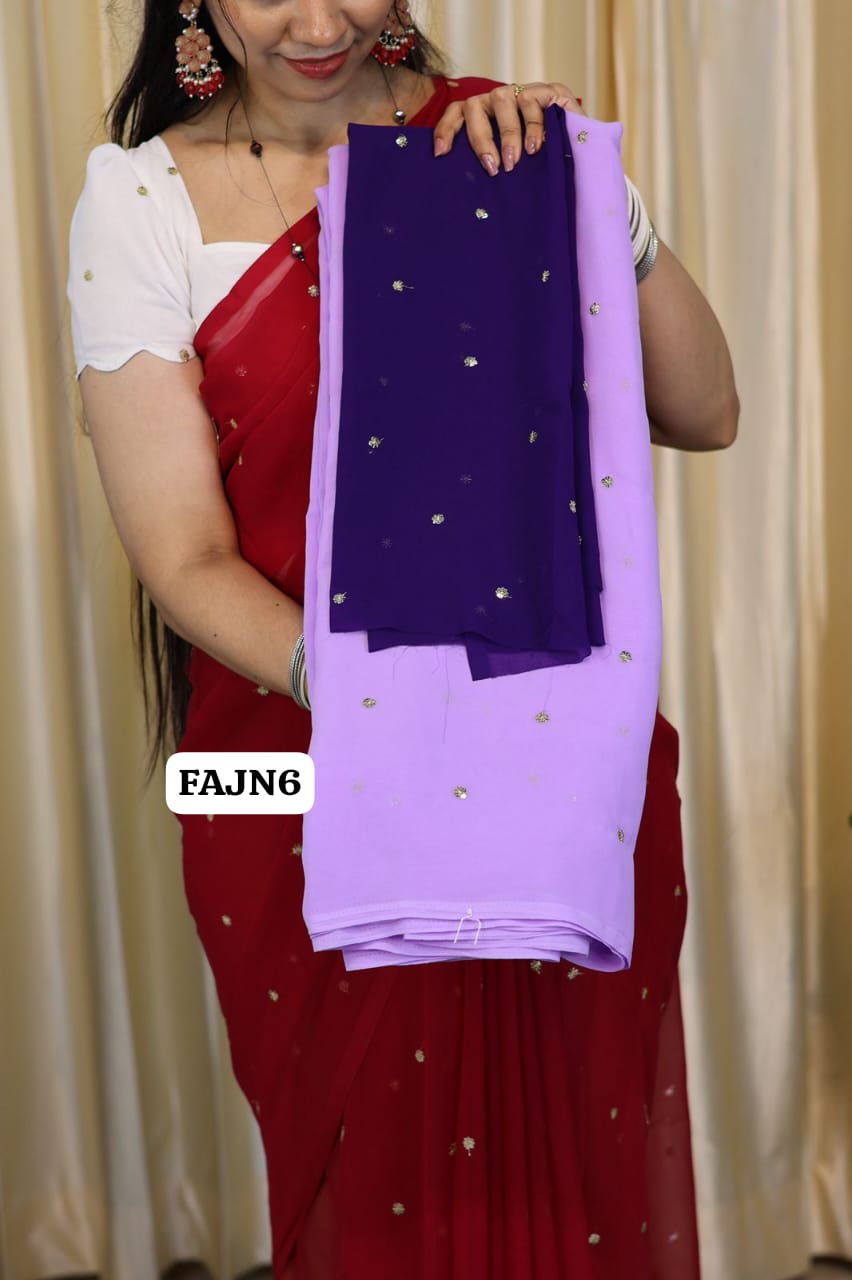 Soft georgette saree with chumkey work🥳