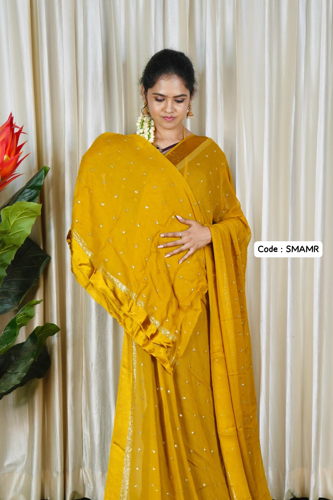 Pure georgette sarees with chumky works🥳
