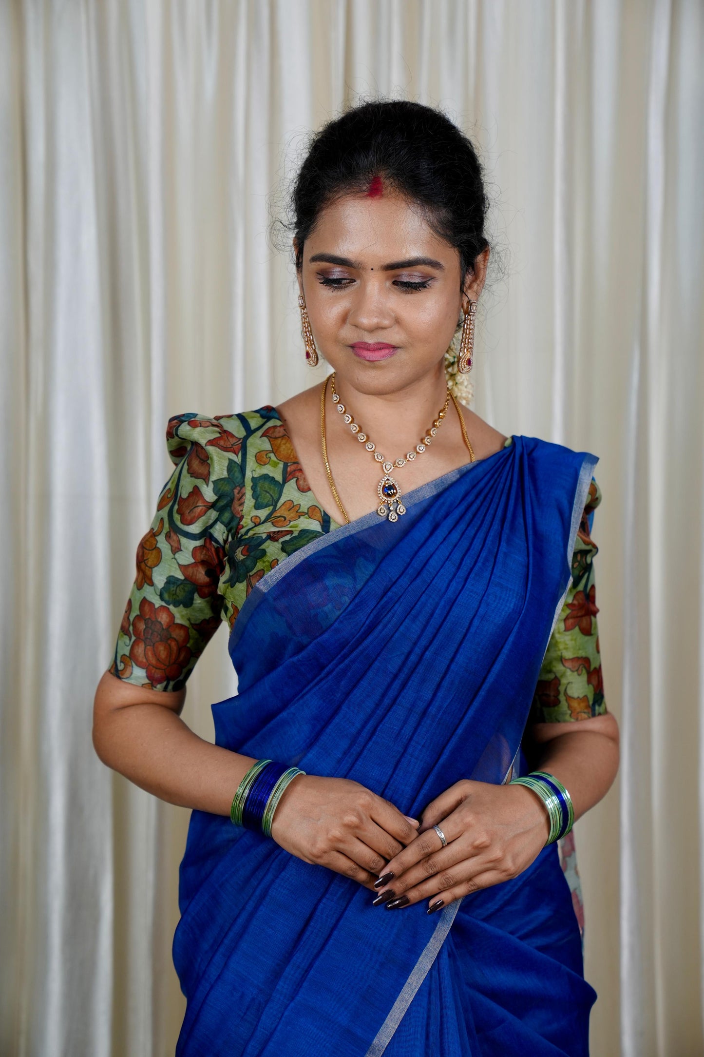 Kalamkari Chanderi Sico sareeš„³