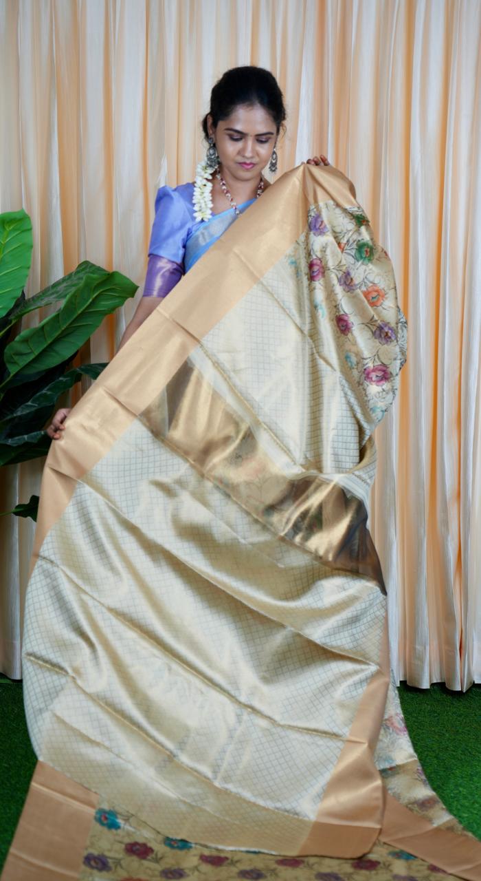 Soft Katan saree With Floral Prints 🥳prebook