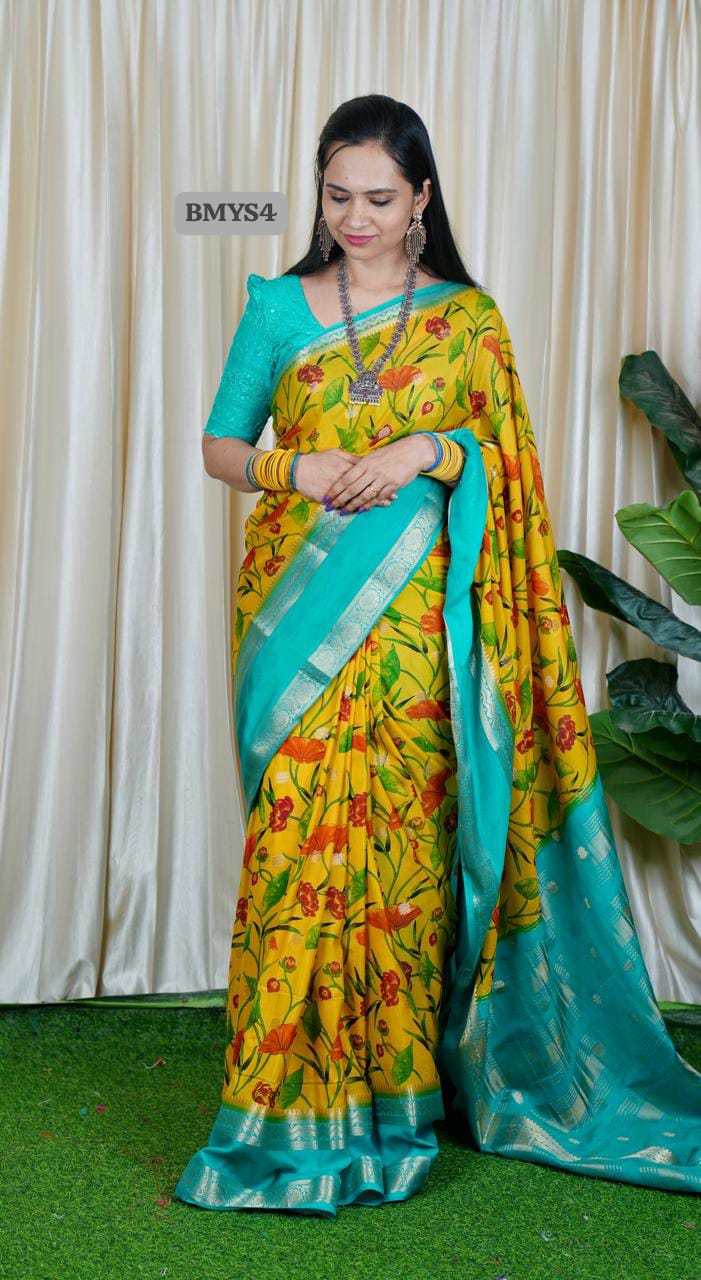 Mysore Silk with Floral Prints🥳