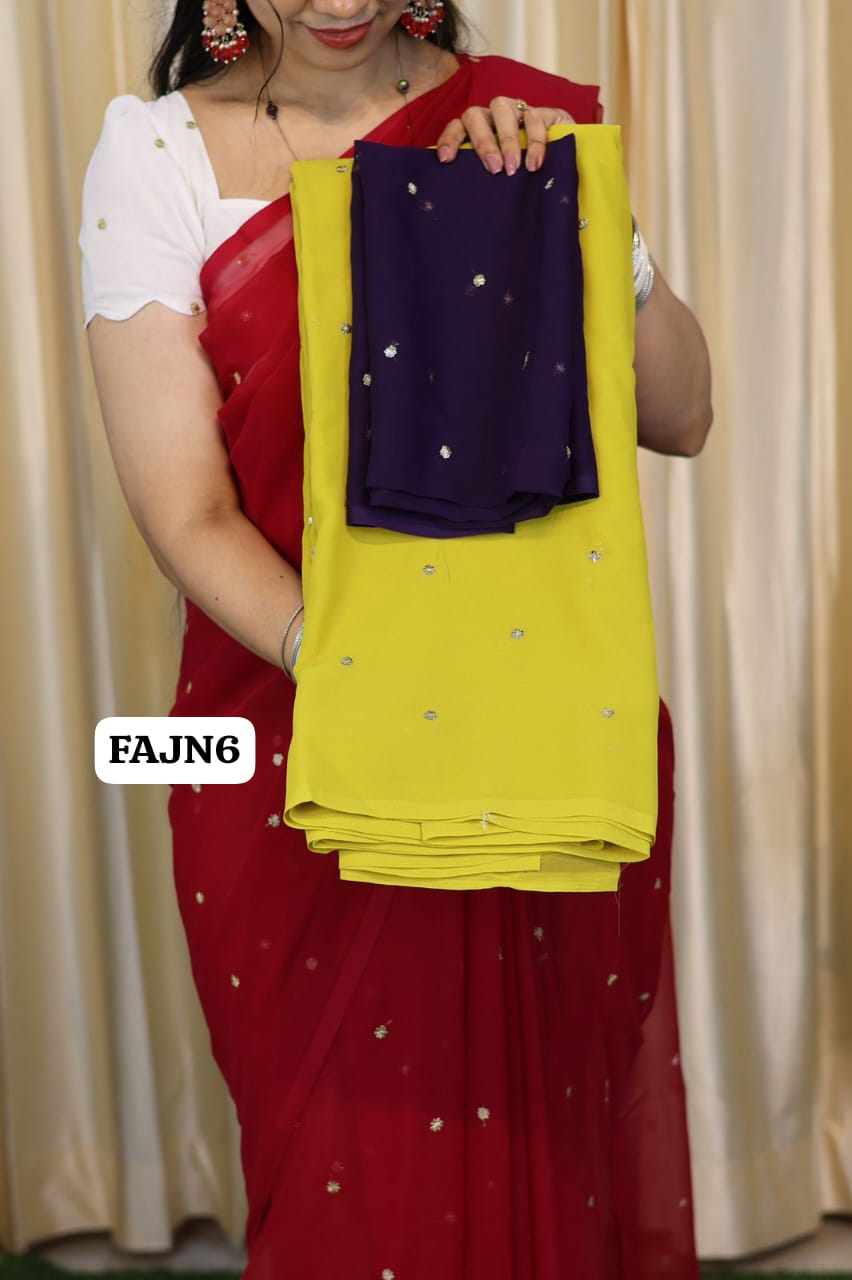 Soft georgette saree with chumkey work🥳