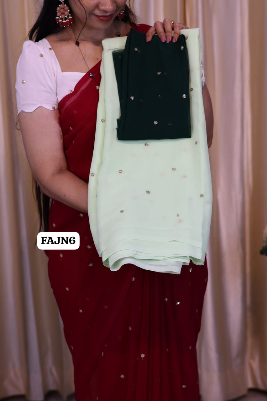 Soft georgette saree with chumkey work🥳