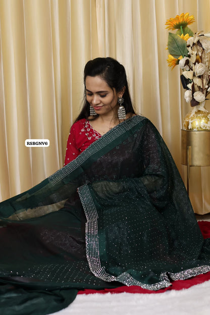 Designer saree with contrast blouse😍Ⓜ️