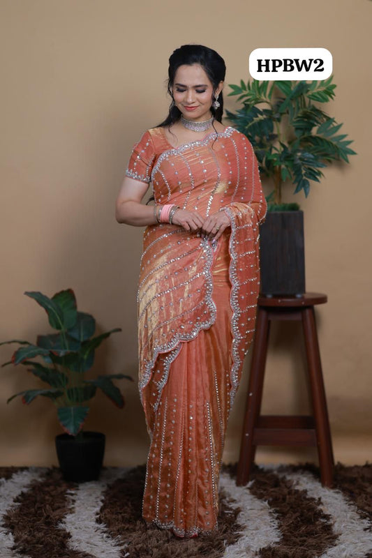 Heavy premium space silk sarees with katdana beads work 🥳✅