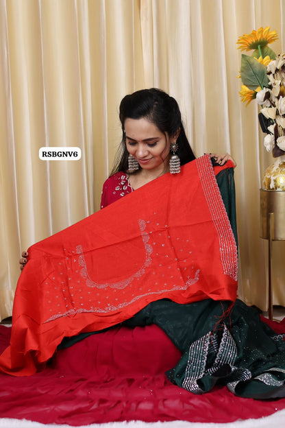 Designer saree with contrast blouse😍Ⓜ️