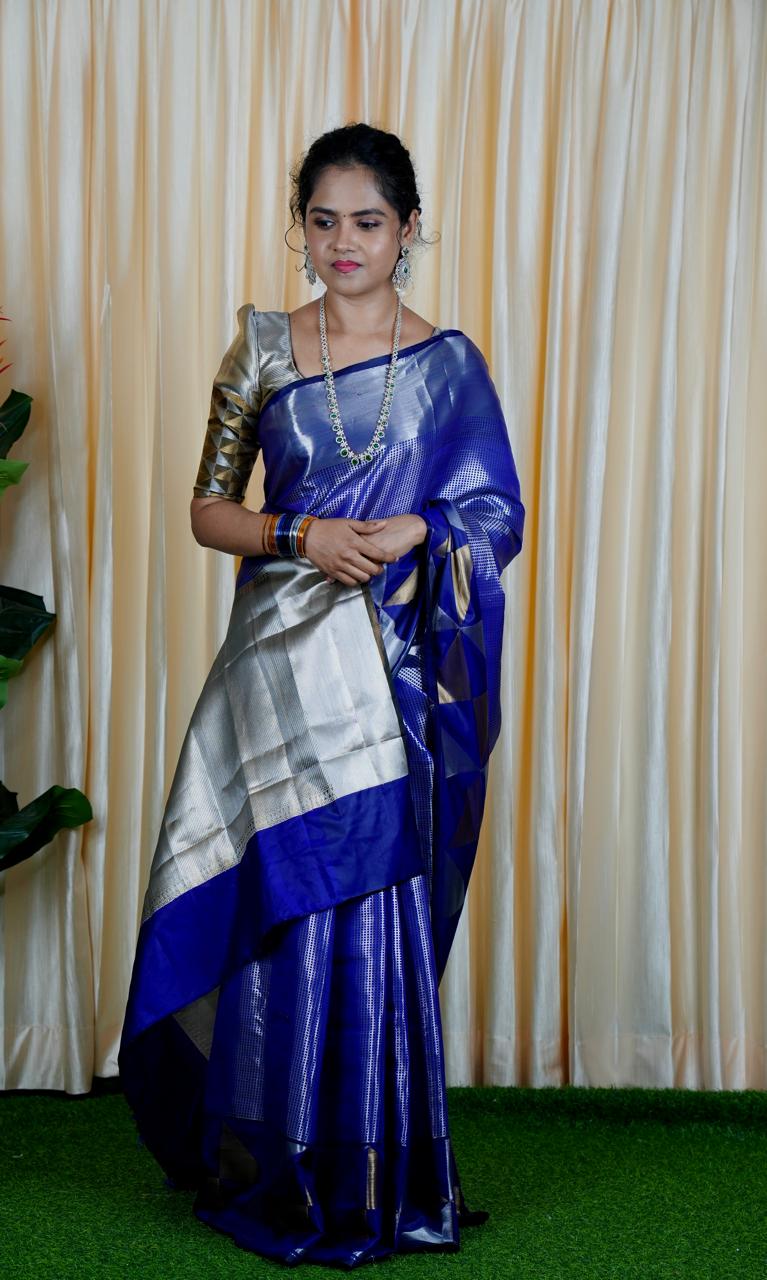 Tissue semi silk sarees in geometric pattern🥰🥳