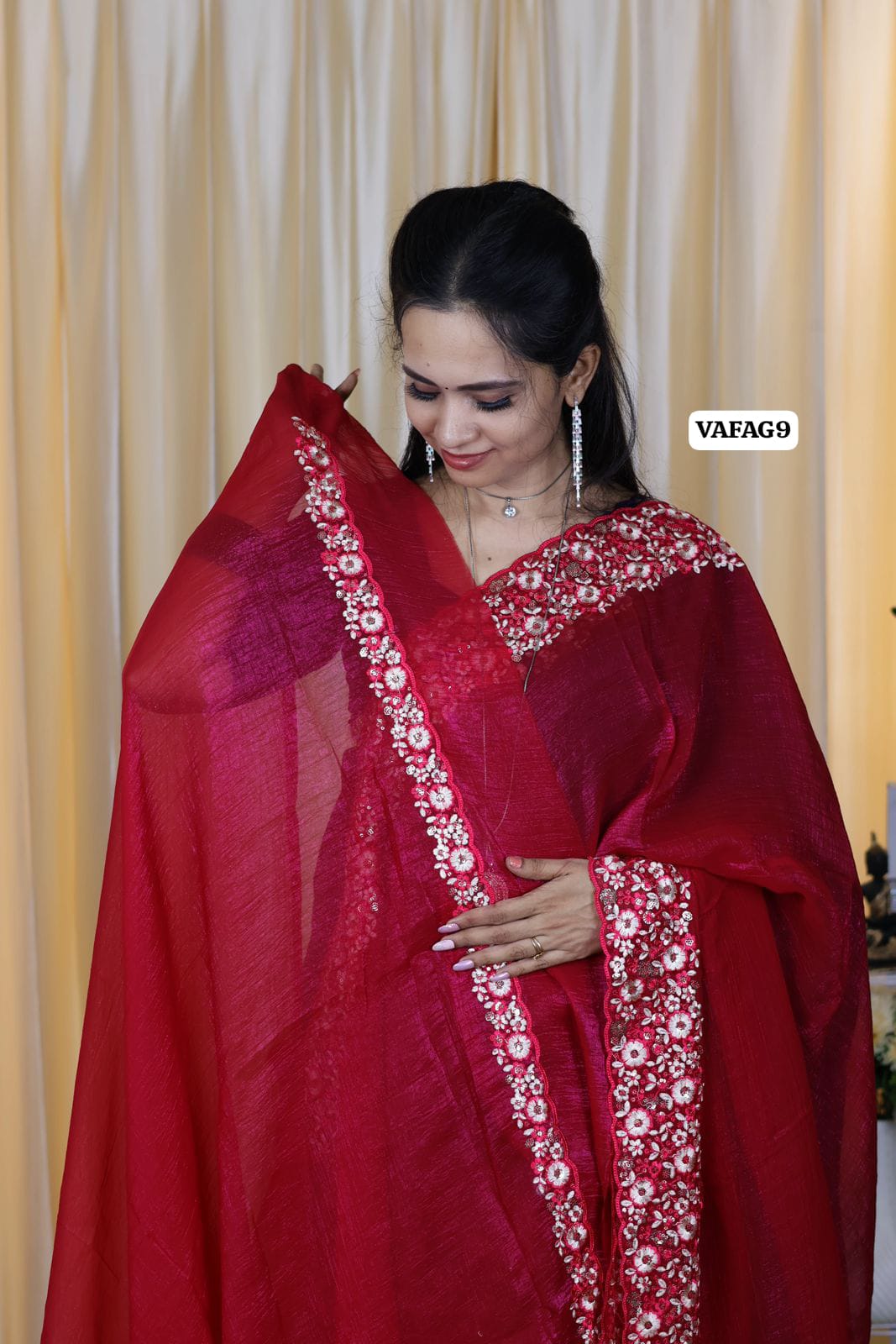 Crushed space silk with embroidery scalloped border 🥳🔥