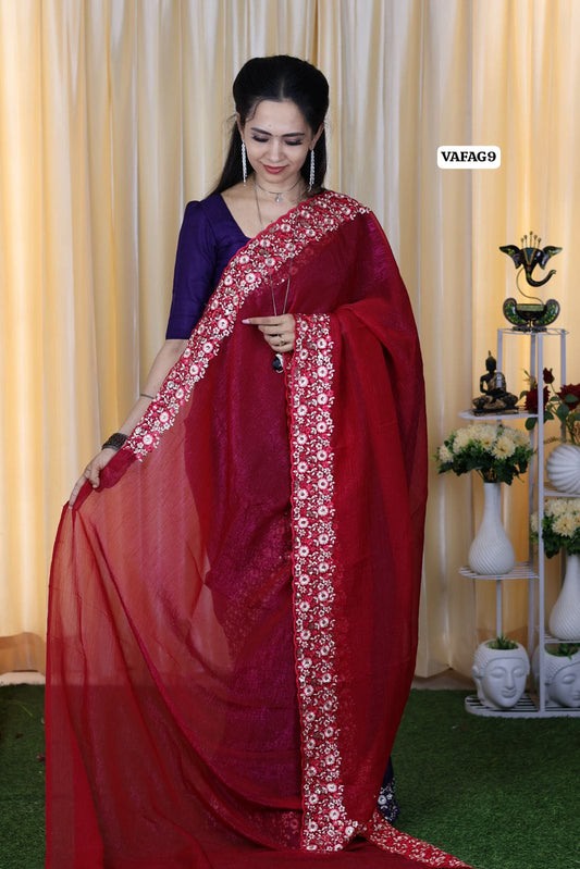 Crushed space silk with embroidery scalloped border 😍🥳🔥