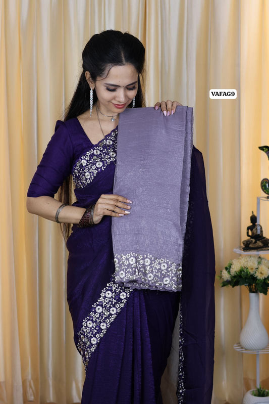 Crushed space silk with embroidery scalloped border 😍🥳🔥