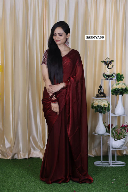 Space silk saree with work blouse ( Work only in one side either front or back. Other side Wil be plain) 🍄🥳