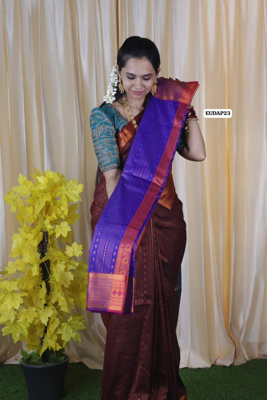 Premium Kanchi semi soft silk saree Vairoosi design 🥳