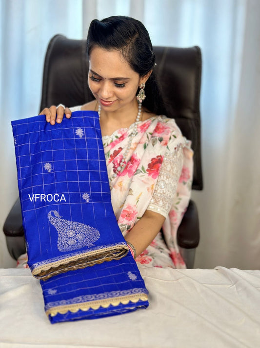 Premium quality warm soft silk saree with lace 🥳