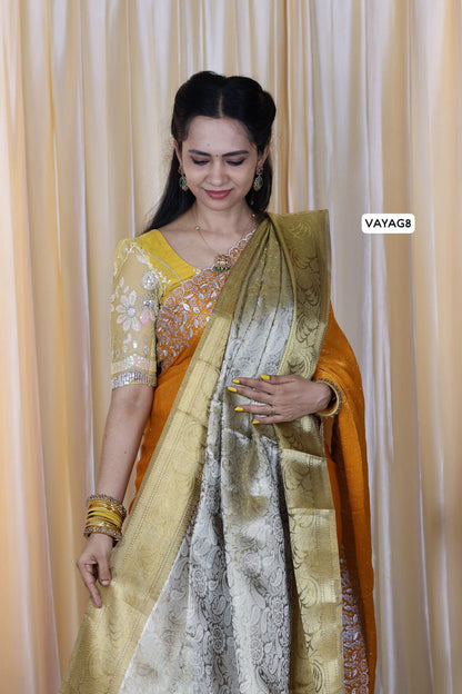 Banarasi kattan dark gold copper shade🥳