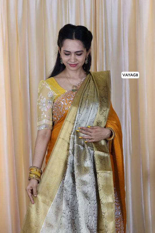 Banarasi kattan dark gold copper shade🥳