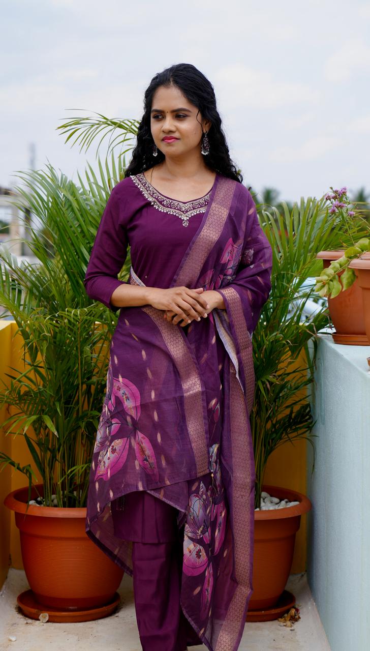 Premium cotton silk salwar set (stitched). 🥳