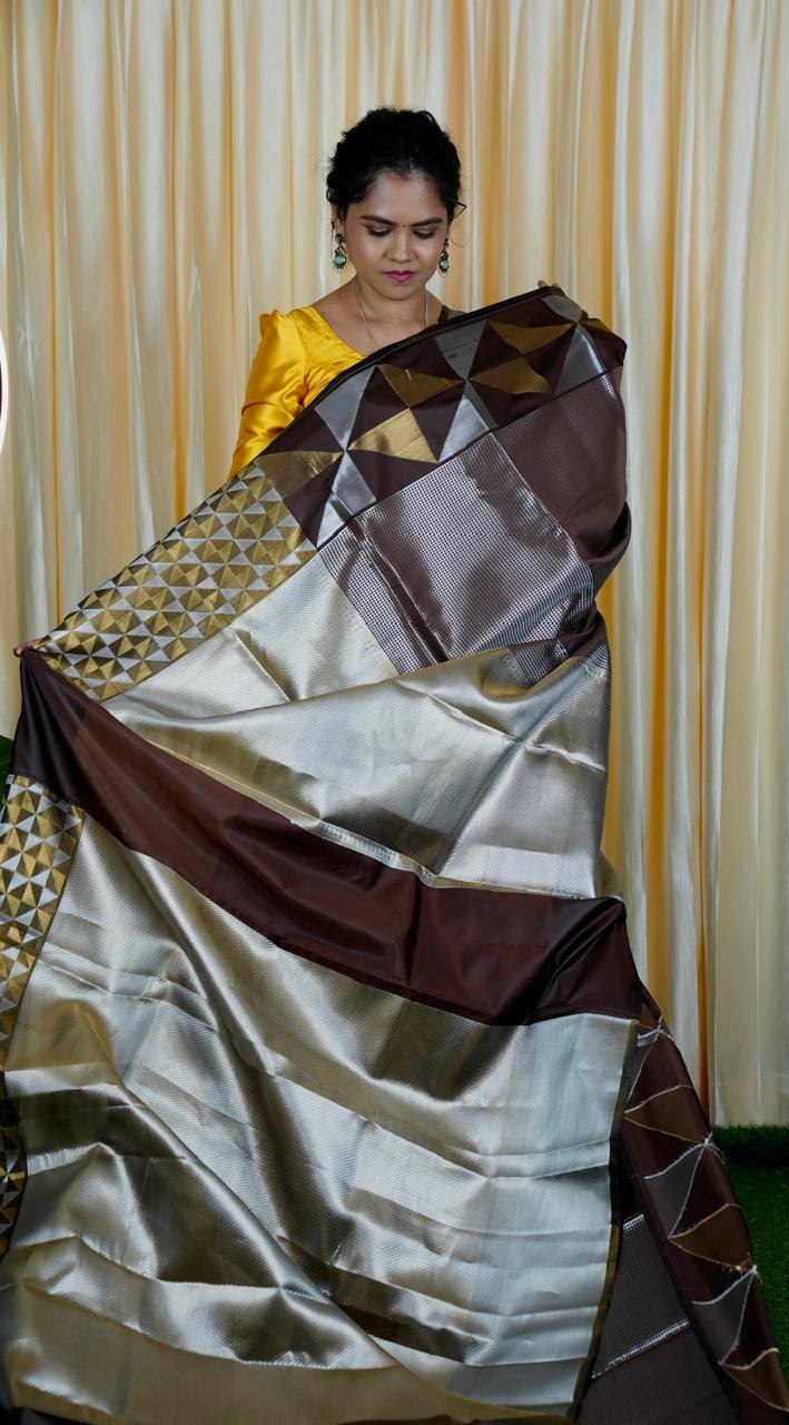 Tissue semi silk sarees in geometric pattern😍🥰🥳