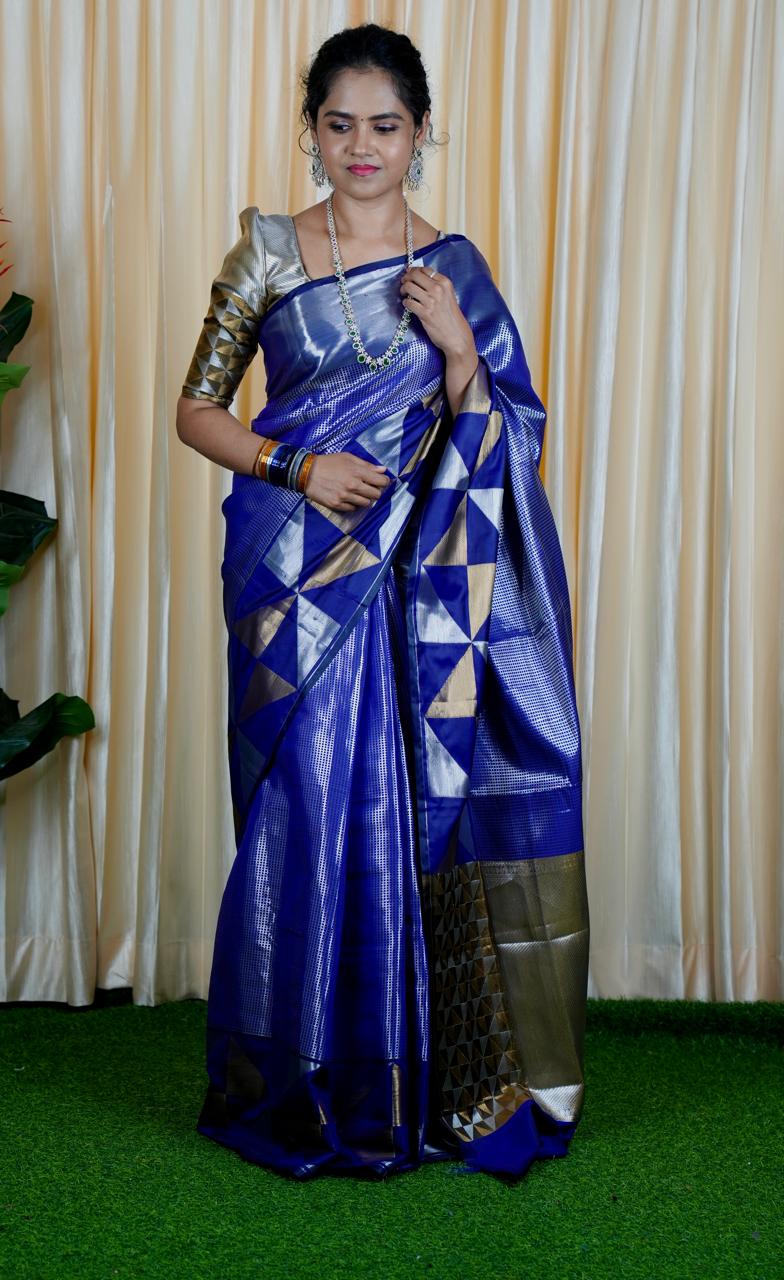 Tissue semi silk sarees in geometric pattern🥰🥳
