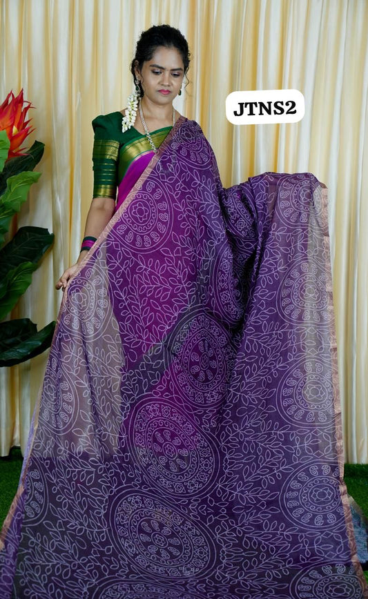 Jute linen sarees With kalamkari style blouse🥰🥳✅