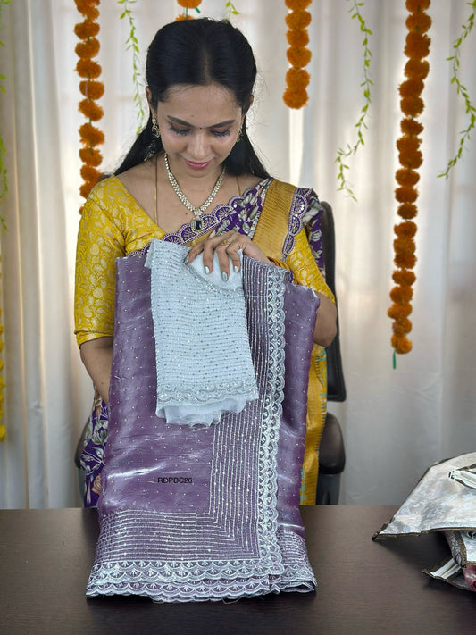 Jimmychoo saree with heavy work blouse