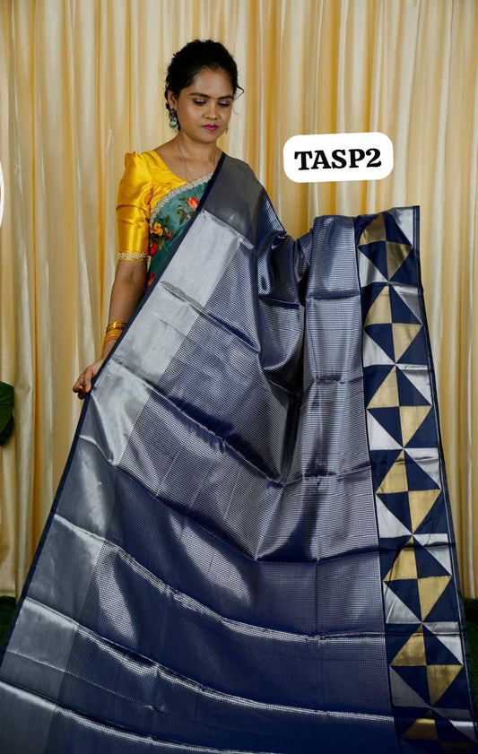 Tissue semi silk sarees in geometric pattern🥰🥳