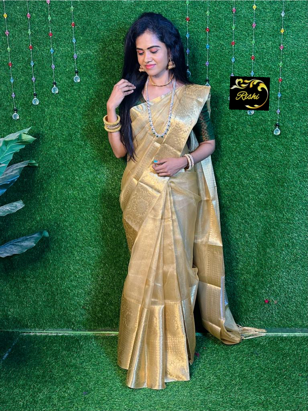 Golden Tissue saree.