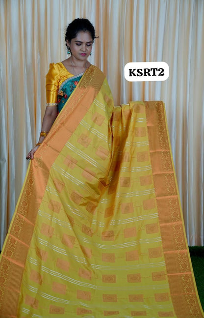 Premium soft semi silk sarees with contrast blouse 🥳
