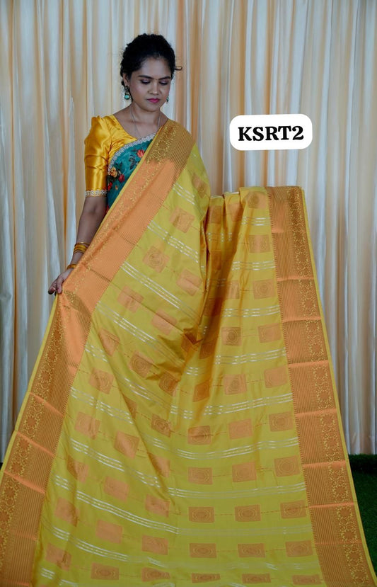 Premium soft semi silk sarees with contrast blouse 🥳
