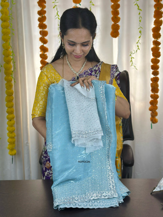 Jimmychoo saree with heavy work blouse