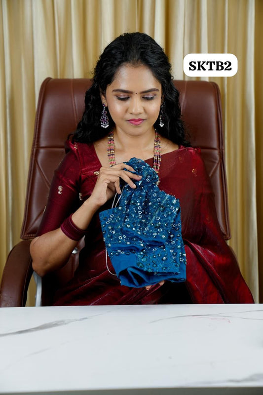 Beeds with sequence work in net blouse (stitched) 🥳 Prebook
